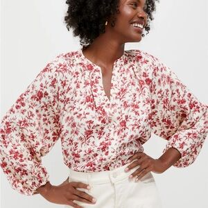 Floral Print Women's Top - Red and White
